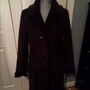 Brown suede w/fur color coat